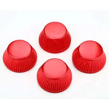 Gifbera Standard Red Foil Cupcake Liners Wrappers Baking Cups for Birthday Wedding Holiday Party, 200-Count (Red)