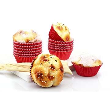 Gifbera Standard Red Foil Cupcake Liners Wrappers Baking Cups for Birthday Wedding Holiday Party, 200-Count (Red)