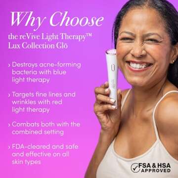 reVive Light Therapy GLO Acne Treatment for Face, Red and Blue Light Therapy LED Wand