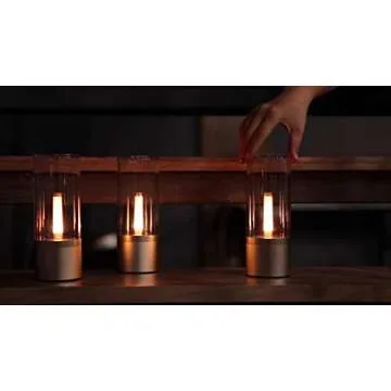 YEELIGHT Smart Table Lamp, Bedside Lamp with App and Rotate Control, Dimmable Night Light Rechargeable, Ambient Light for Mother's Day, Room Decor, Dining Room Decor,1800K Yellow