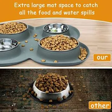 WINSEE 4 Dog Cat Bowls Set with Non Spill Silicone Mat