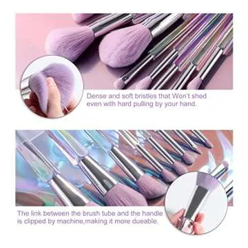 Oneleaf Makeup Brushes 10 Pcs Premium Synthetic Bristles Crystal handle Kit,Kabuki Foundation Blending Face Powder Blush Concealers Eye Shadow Brush, Professional Brushes Set with Box (Crystal Handle)