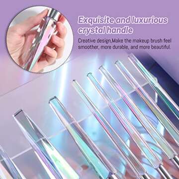 Oneleaf Makeup Brushes 10 Pcs Premium Synthetic Bristles Crystal handle Kit,Kabuki Foundation Blending Face Powder Blush Concealers Eye Shadow Brush, Professional Brushes Set with Box (Crystal Handle)