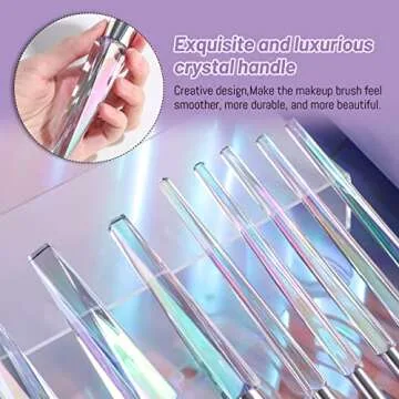 Oneleaf Makeup Brushes 10 Pcs Premium Synthetic Bristles Crystal handle Kit,Kabuki Foundation Blending Face Powder Blush Concealers Eye Shadow Brush, Professional Brushes Set with Box (Crystal Handle)