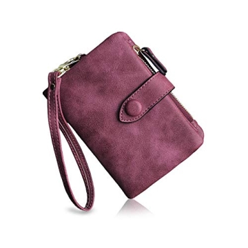 PofeeXIO RFID Ladies Wallet - Small Bifold Genuine Leather, Purple