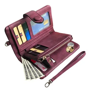 PofeeXIO Women's Small Bifold RFID Wallet in Purple