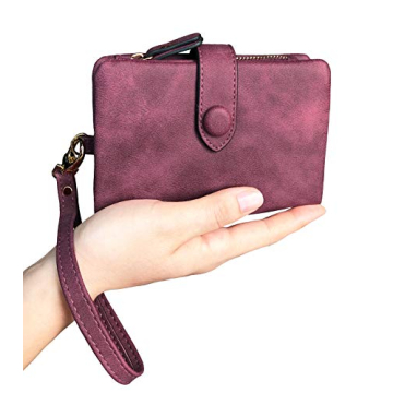 PofeeXIO Women's Small Bifold RFID Wallet in Purple