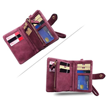 PofeeXIO Women's Small Bifold RFID Wallet in Purple