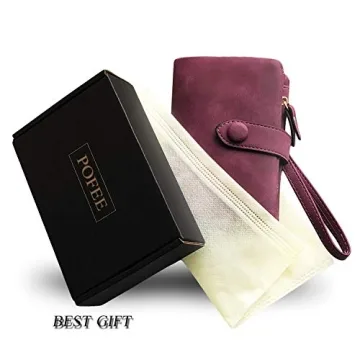 PofeeXIO Women's Small Bifold RFID Wallet in Purple