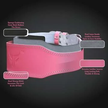 Mytra Fusion Weight Lifting Belt Women Gym Belt 7MM Thick and 4" wide 100% Real Leather Lifting Belt...