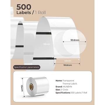 MUNBYN Transparent Thermal Labels for Printing