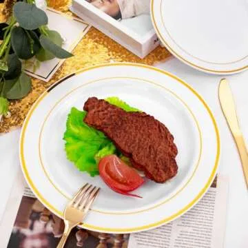 Gold Plastic Plates - Elegant Disposable Tableware