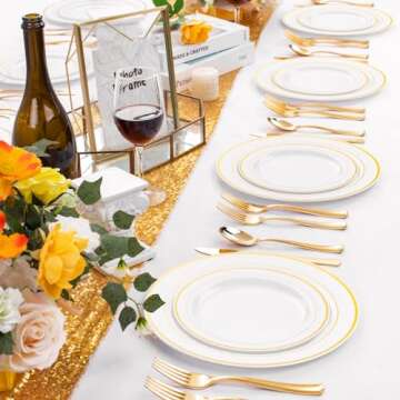 Gold Plastic Plates - Elegant Disposable Tableware