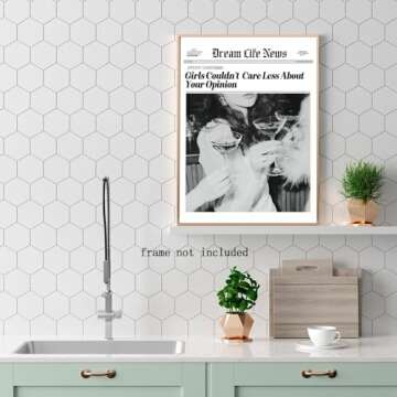 Trendy Black and White Newspaper Wall Art for Home