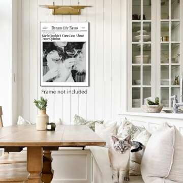 Trendy Black and White Newspaper Wall Art for Home