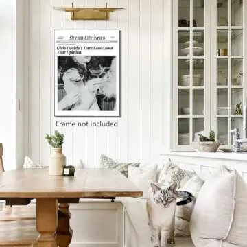 Trendy Black and White Newspaper Wall Art for Home