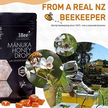 3Bee Manuka Honey Drops 400+ MGO with Ginger & Lemon