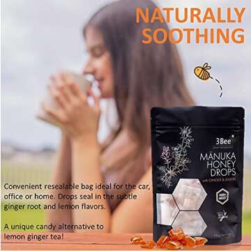 3Bee Manuka Honey Drops 400+ MGO with Ginger & Lemon