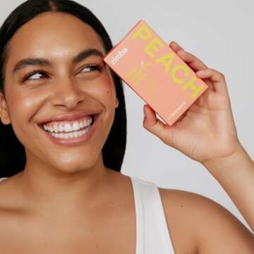 Zimba Teeth Whitening Strips Vegan Whitening Strip Enamel Safe Teeth Whitening Hydrogen Peroxide Teeth Whitener for Coffee, Wine, and Other Stains, 28 Strips (14 Day Treatment), Peach