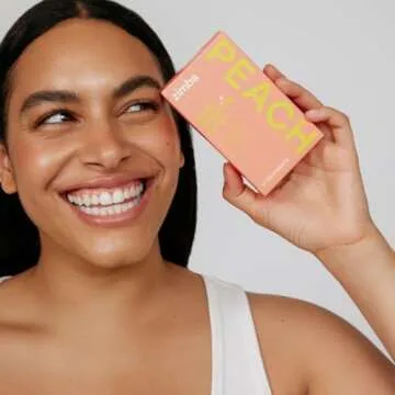 Zimba Teeth Whitening Strips Vegan Whitening Strip Enamel Safe Teeth Whitening Hydrogen Peroxide Teeth Whitener for Coffee, Wine, and Other Stains, 28 Strips (14 Day Treatment), Peach