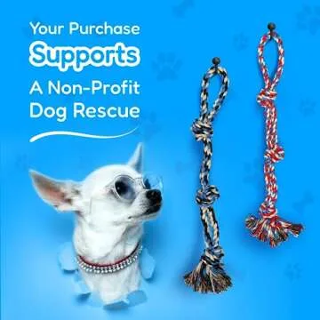 XL DOG ROPE TOYS FOR AGGRESSIVE CHEWERS - LARGE DOG BALL FOR LARGE AND MEDIUM DOGS - BENEFITS NON-PROFIT DOG RESCUE - LARGE FLOSS ROPE FOR DOGS DENTAL HEALTH - 100% COTTON ROPE TOY FOR LARGE DOGS