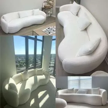 KEVINSPACE 94" Curved Sofa Modern Curved Couch Living Room Mid Century Luxury Style, 4-Seat Boucle Fabric Couch for Bedroom, Office, Apartment