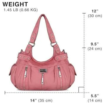 Scarleton Purses for Women Large Hobo Bags Washed Vegan Leather Shoulder Bag Satchel Tote Top Handle Handbags, H129205, Pink