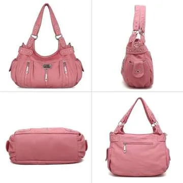 Scarleton Purses for Women Large Hobo Bags Washed Vegan Leather Shoulder Bag Satchel Tote Top Handle Handbags, H129205, Pink