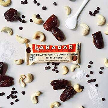 LÄRABAR Chocolate Chip Cookie Dough, Gluten Free Vegan Fruit & Nut Bar, 1.6 oz Bars, 10 Ct