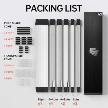 ASIAHORSE 16AWG PSU Cable Extension Power Cords, Customized Power Supply Mod Sleeve Extension Cable,...