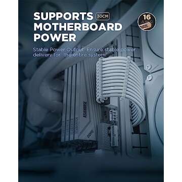 ASIAHORSE 16AWG PSU Cable Extension Power Cords, Customized Power Supply Mod Sleeve Extension Cable, ATX/EPS/8-pin PCI-E/6-pin PCI-E for ATX Power Supply (White)