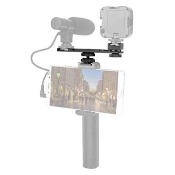 ChromLives Hot Shoe Extension Bar Mount, Cold Shoe Extension Flash Bracket, Dual Straight Mount Flas...