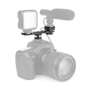 ChromLives Hot Shoe Extension Bar Mount, Cold Shoe Extension Flash Bracket, Dual Straight Mount Flash Bracket Compatible with Nikon Canon Sony Olympus DSLR Camera Camcorder DV