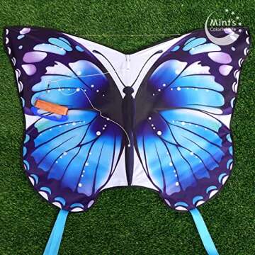Mint's Colorful Life Butterfly Kite for Kids & Adults Easy to Fly, Large Single Line Kites with 300ft String Handle (Blue)