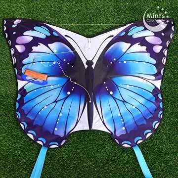 Mint's Colorful Life Butterfly Kite for Kids & Adults Easy to Fly, Large Single Line Kites with 300ft String Handle (Blue)