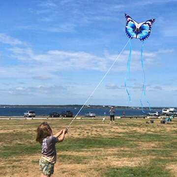 Mint's Colorful Life Butterfly Kite for Kids & Adults Easy to Fly, Large Single Line Kites with 300ft String Handle (Blue)