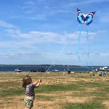 Mint's Colorful Life Butterfly Kite for Kids & Adults Easy to Fly, Large Single Line Kites with 300ft String Handle (Blue)