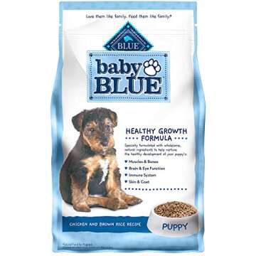 Blue Buffalo Baby Blue Natural Dry Food for Puppies, Healthy Growth Formula with DHA, Savory Chicken Recipe, 4-lb. Bag