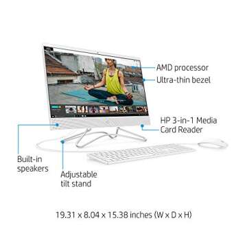 HP 21.5-Inch All-in-One Computer, AMD A4, 4GB RAM, 1TB Hard Drive, Windows 10