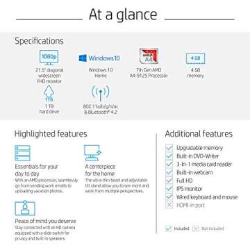 HP 21.5-Inch All-in-One Computer with Great Performance