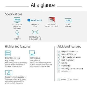 HP 21.5-Inch All-in-One Computer with Great Performance