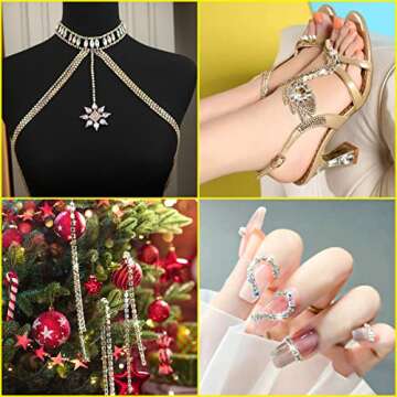 1 Roll 10 Yards 3MM Crystal Rhinestone Close Chain Trim for Sewing Craft DIY Decoration Jewelry AB C...