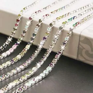 1 Roll 10 Yards 3MM Crystal Rhinestone Close Chain Trim for Sewing Craft DIY Decoration Jewelry AB Color Crystal Claw Chain Rhinestone Cup Chain Rhinestone Chain Trimming for Wedding Clear Trim (SS12)