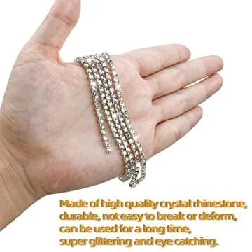 1 Roll 10 Yards 3MM Crystal Rhinestone Close Chain Trim for Sewing Craft DIY Decoration Jewelry AB Color Crystal Claw Chain Rhinestone Cup Chain Rhinestone Chain Trimming for Wedding Clear Trim (SS12)