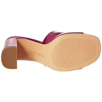 The Drop Pattie High Block Heeled Mule Sandals - Hot Pink Metallic