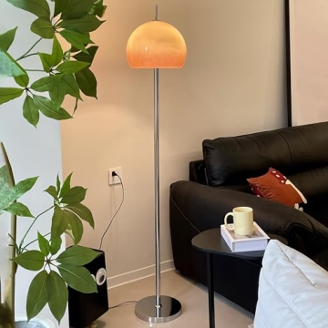 Aeyee Glass Floor Lamp with Orange Dome Shade