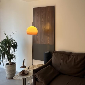 Aeyee Glass Floor Lamp with Orange Dome Shade