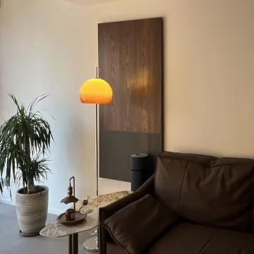 Aeyee Glass Floor Lamp with Orange Dome Shade