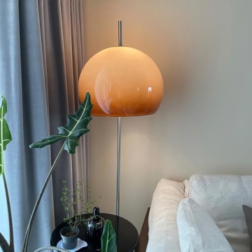 Aeyee Glass Floor Lamp with Orange Dome Shade