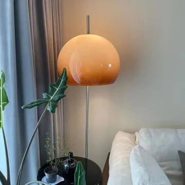 Aeyee Glass Floor Lamp with Orange Dome Shade